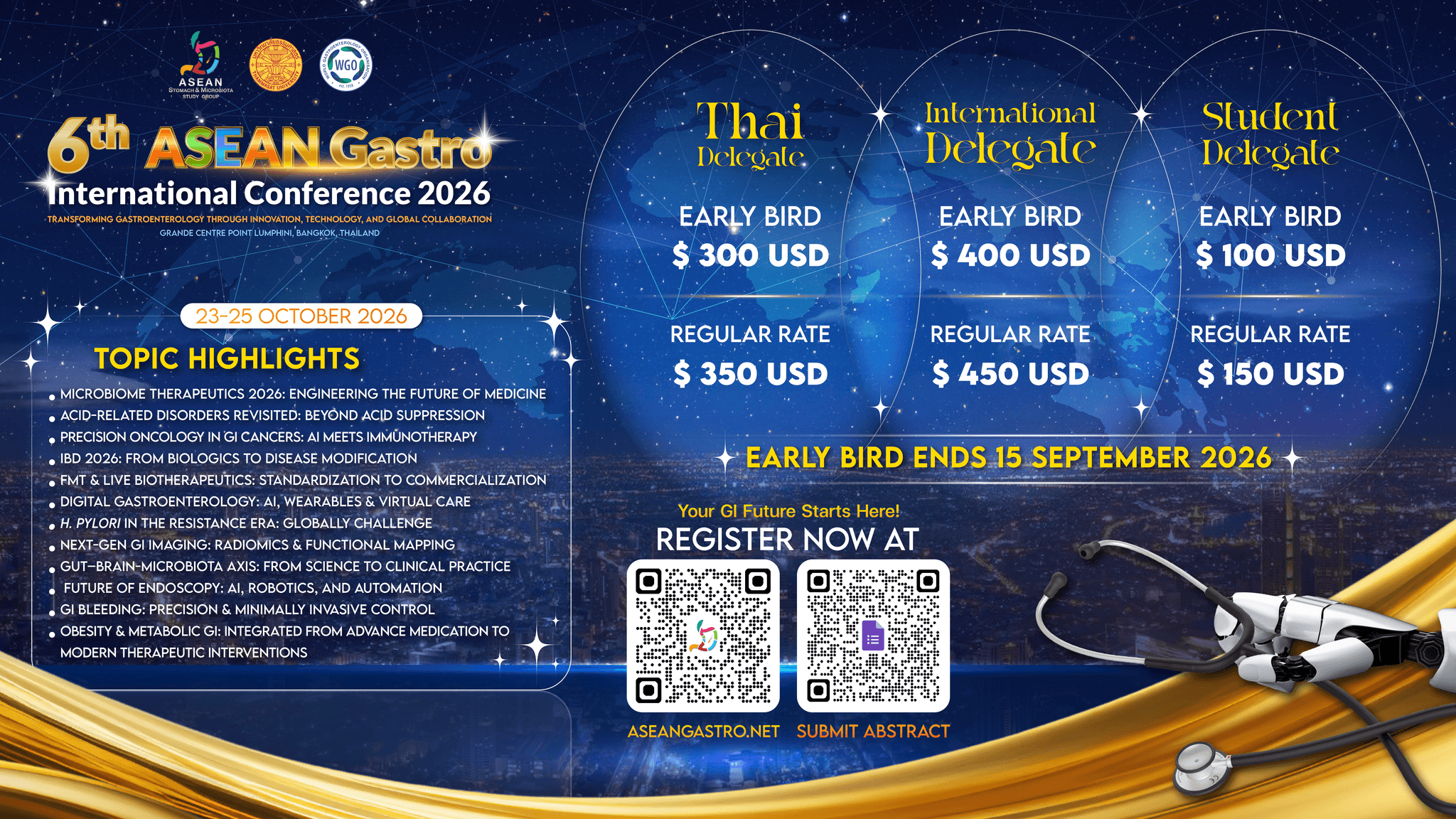 Early Bird registration — 6th ASEAN Gastroenterology International Conference (ASEAN Gastro 2026), 23–25 October 2026, Bangkok
